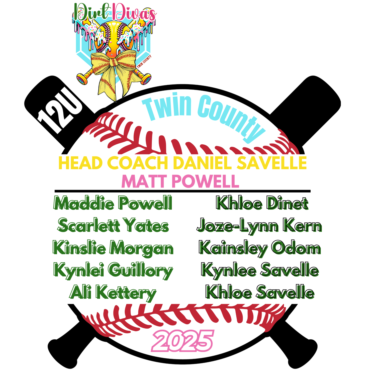 Dirt Divas 12U Twin County 2025 Softball