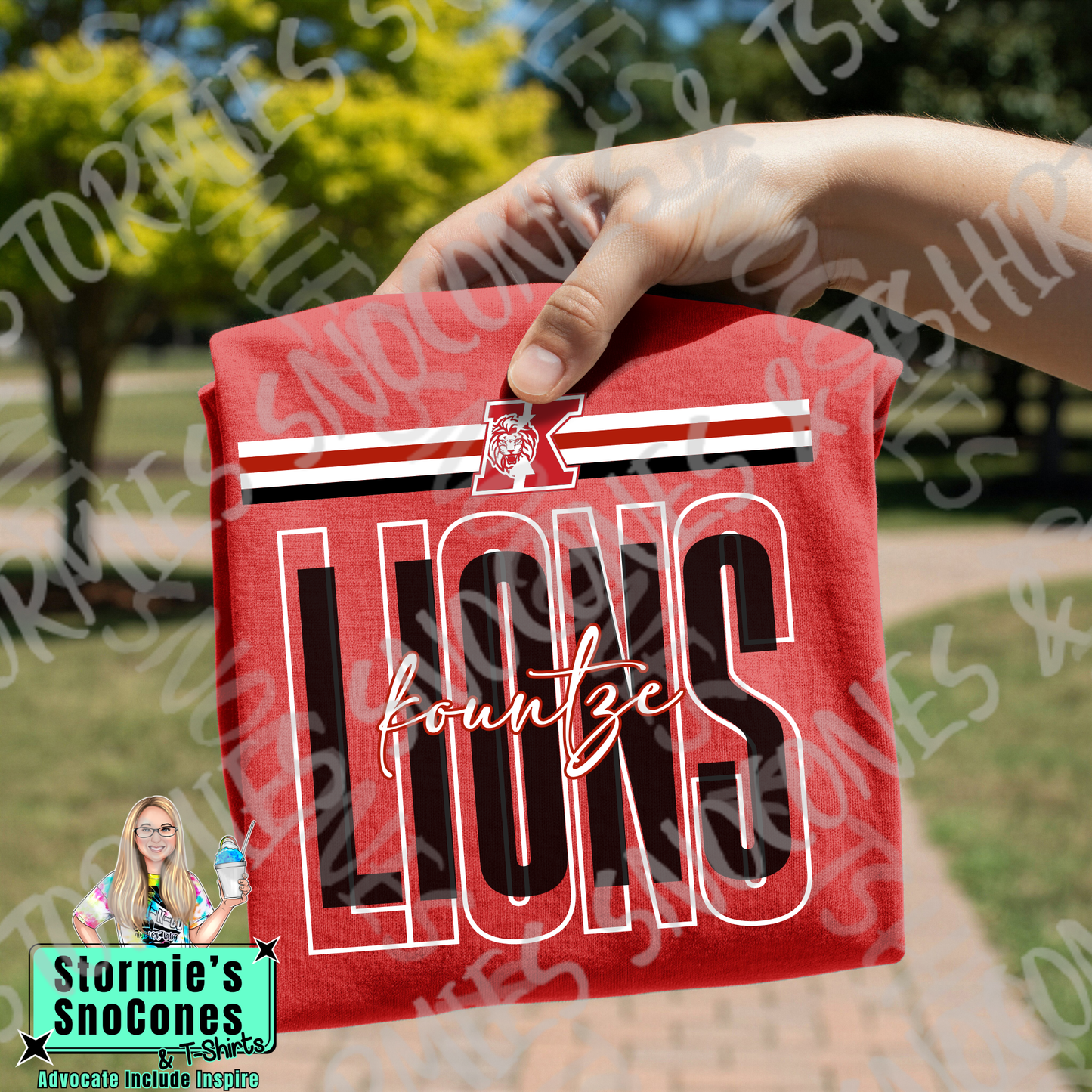 Kountze Lions Layered Outline Cursive Red Gildan Comfort Colors Bella Canvas Shirt