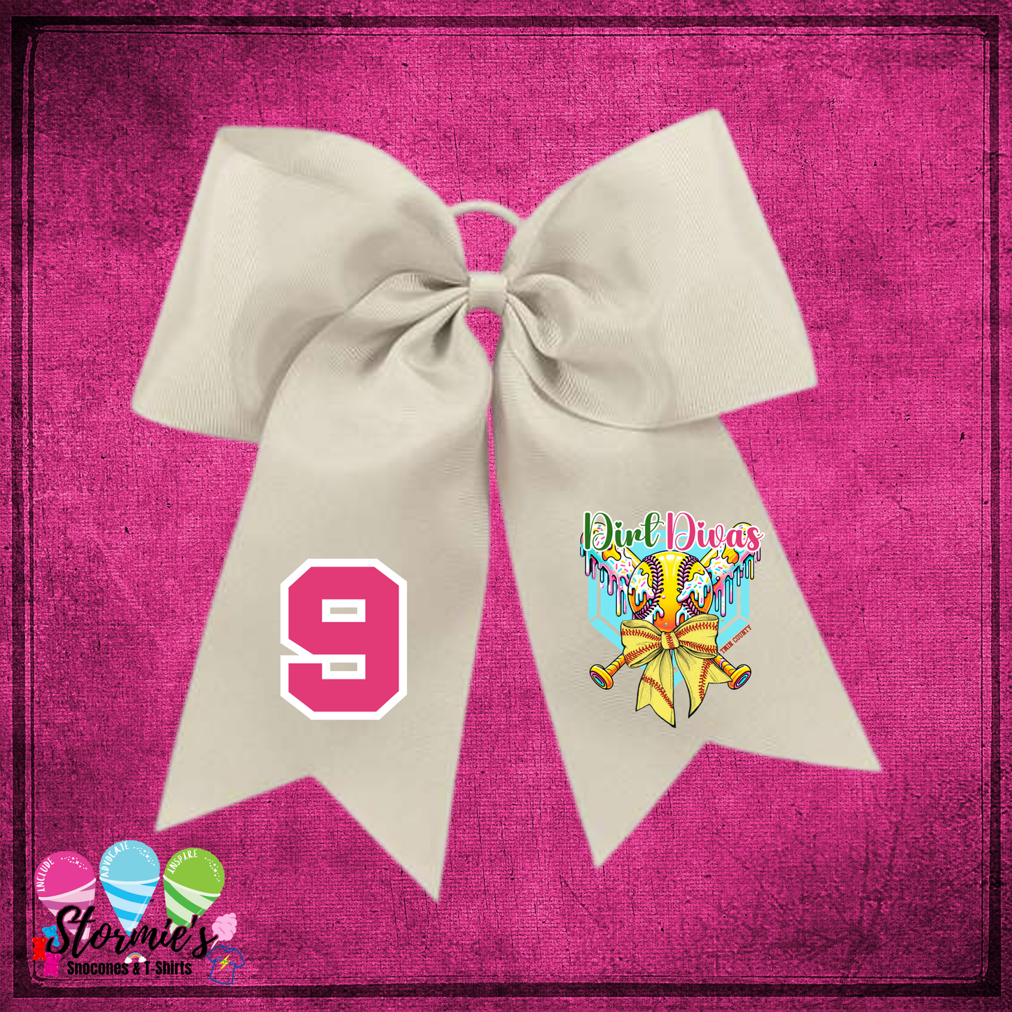 Dirt Divas White Hair Bow