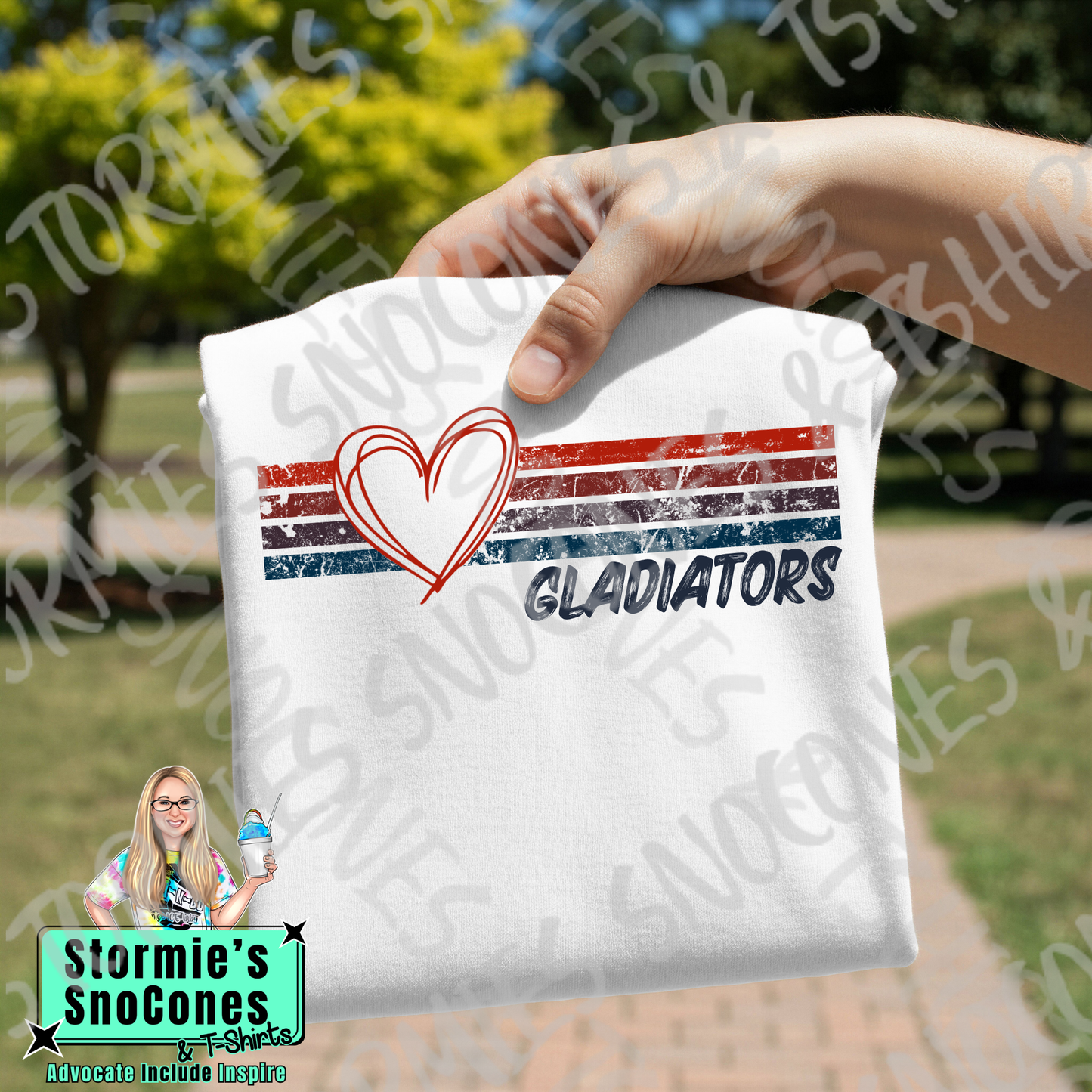 Gladiators Heart Lines White Gildan Comfort Colors Bella Canvas Shirt