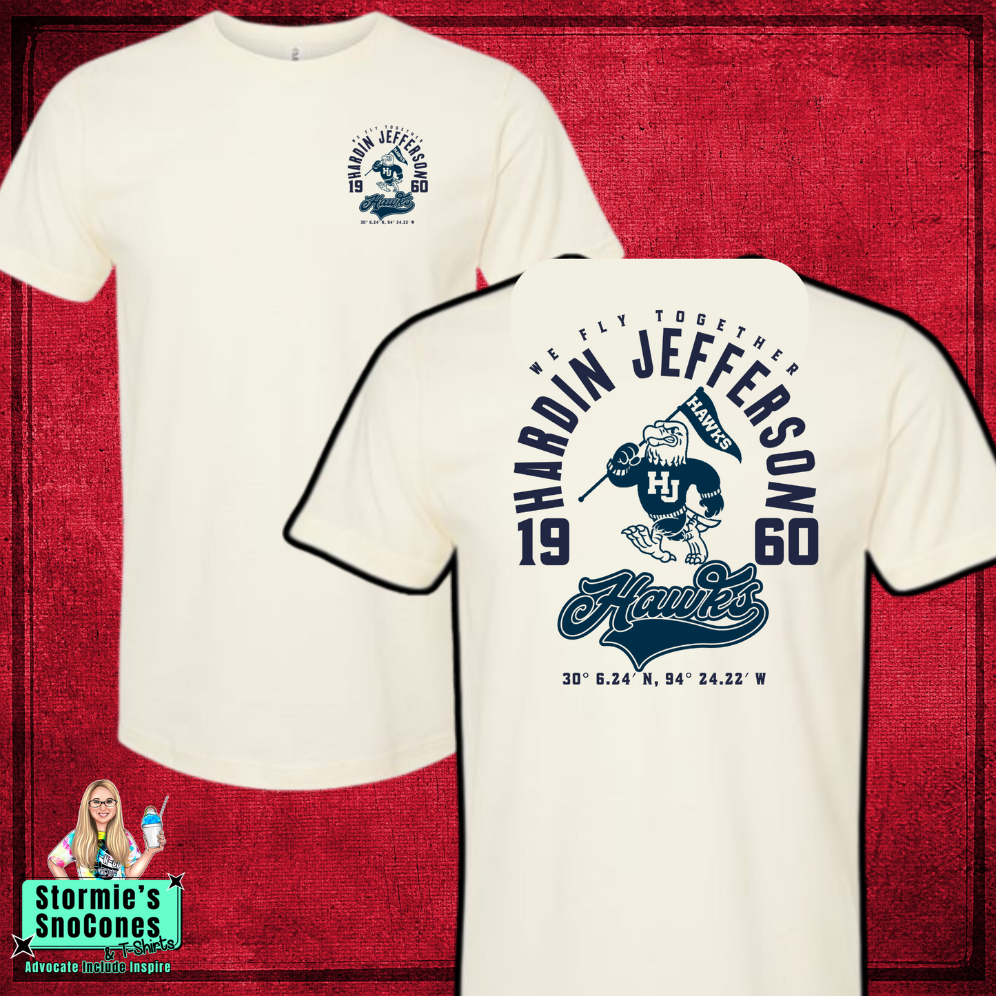 Hardin Jefferson Hawks Vintage Mascot Coordinates Tshirt