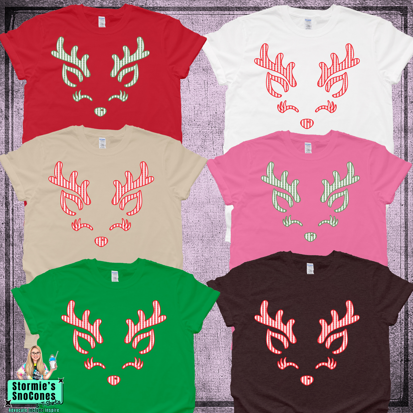 Christmas Reindeer Face Tshirt