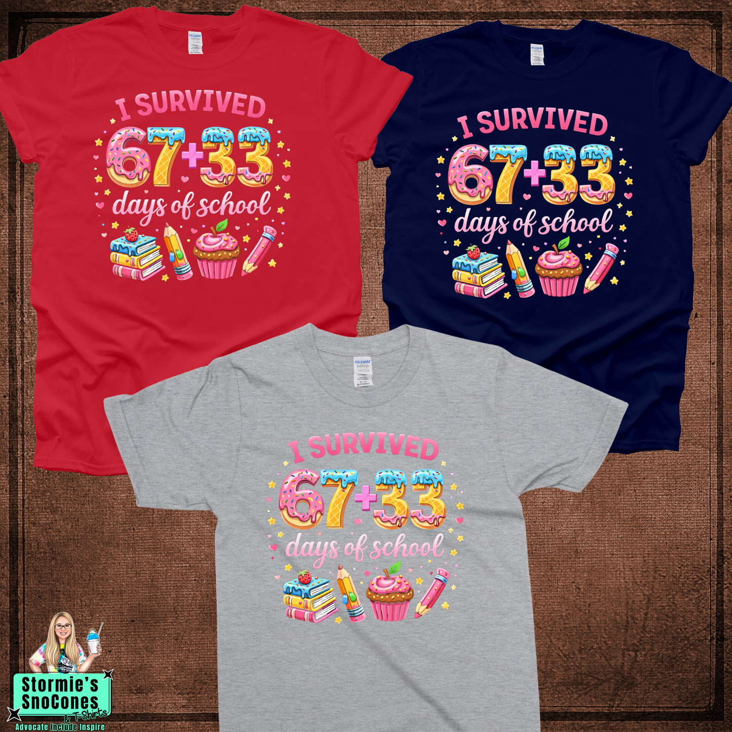 100 Days of School - I survived 67+33 days Girly Tshirt