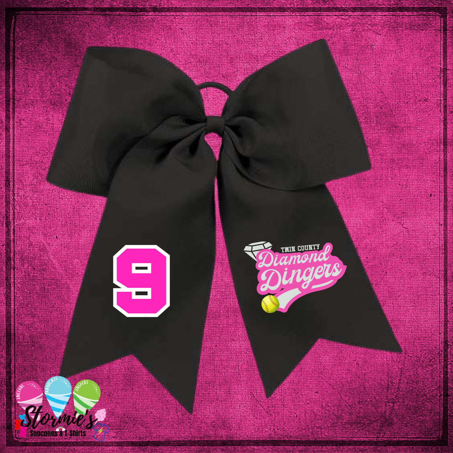 Diamond Dingers Black Hair Bow