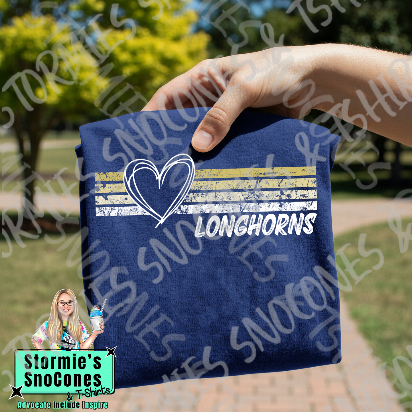 Hamshire Fannett Longhorns Heart Lines Navy Gildan Comfort Colors Bella Canvas Shirt
