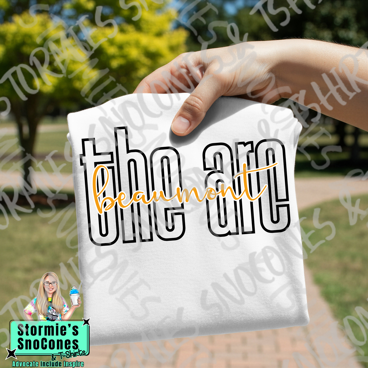 The Arc Of Greater Beaumont Lowercase Block and Cursive White Gildan Comfort Colors Bella Canvas Shirt