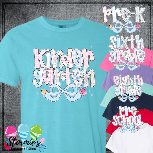 Preppy Back To School Coquette Pencil bow All Grades Comfort Colors Shirt