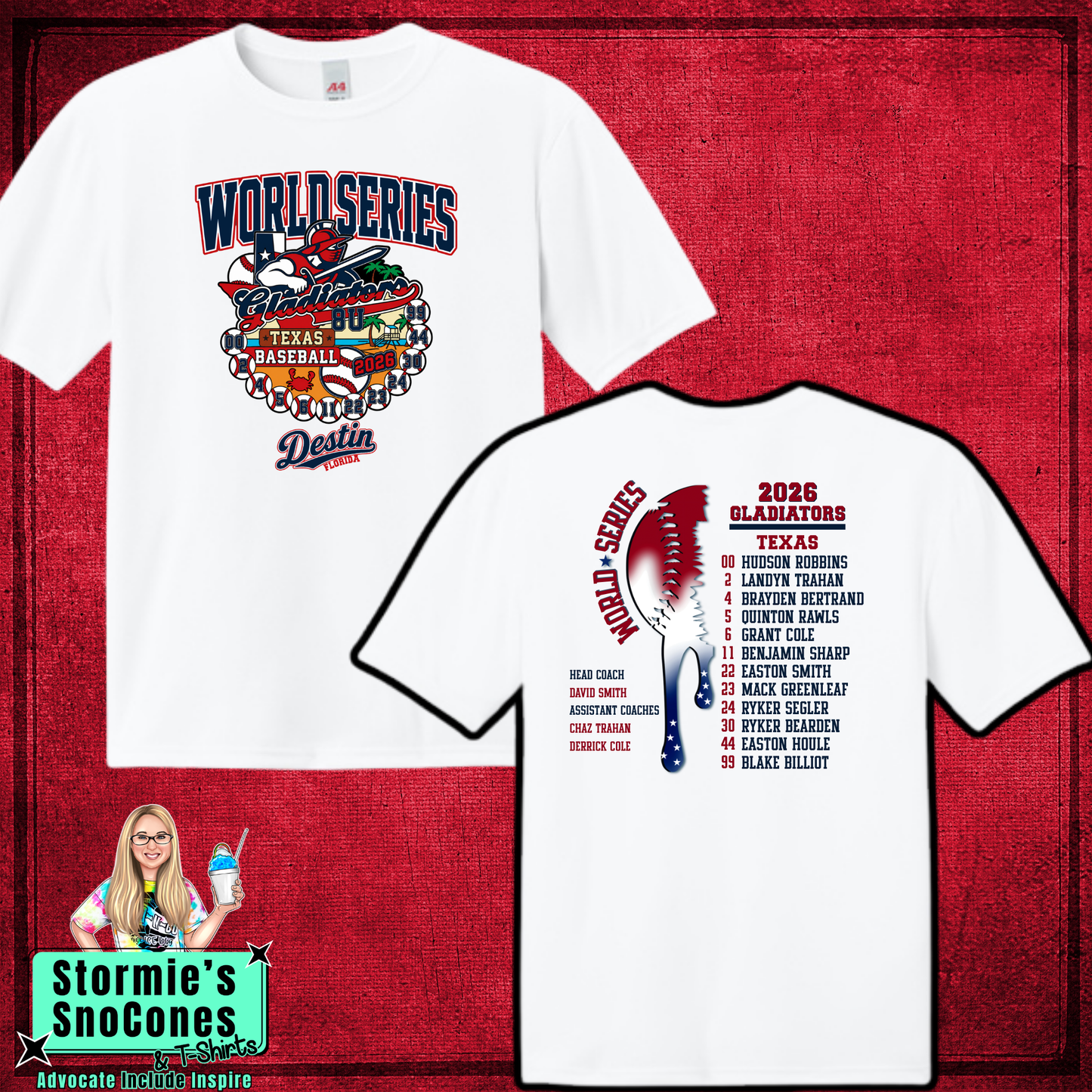 Gladiators World Series 2026 Team Roster White Shirt