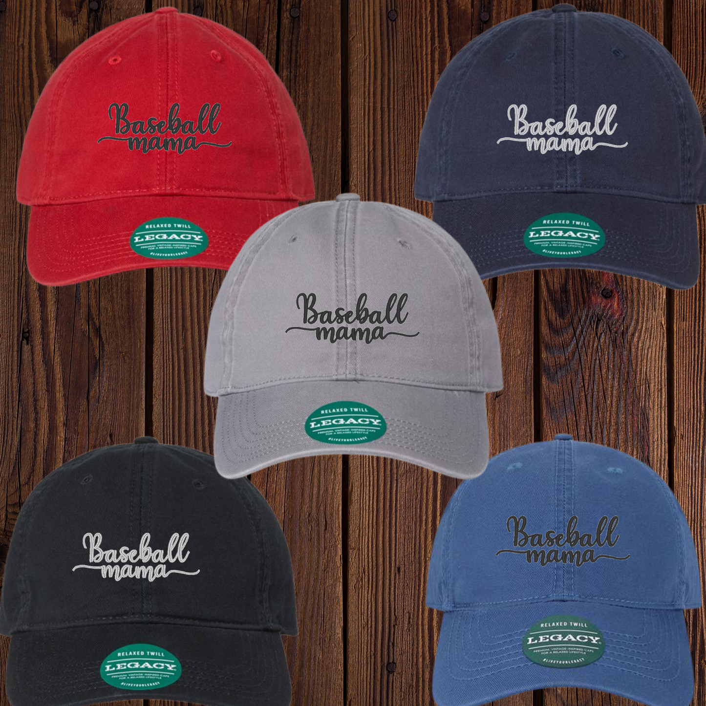 Baseball Mama Cursive Dad Hat Embroidered Hat - PICK UP ONLY