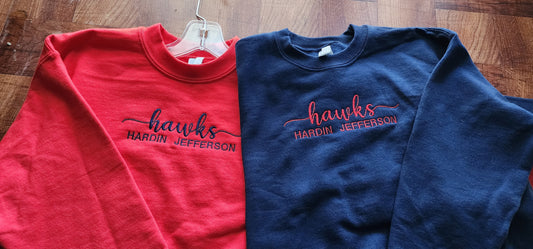 Cursive Center Hawks HJ Embroidered Sweatshirt