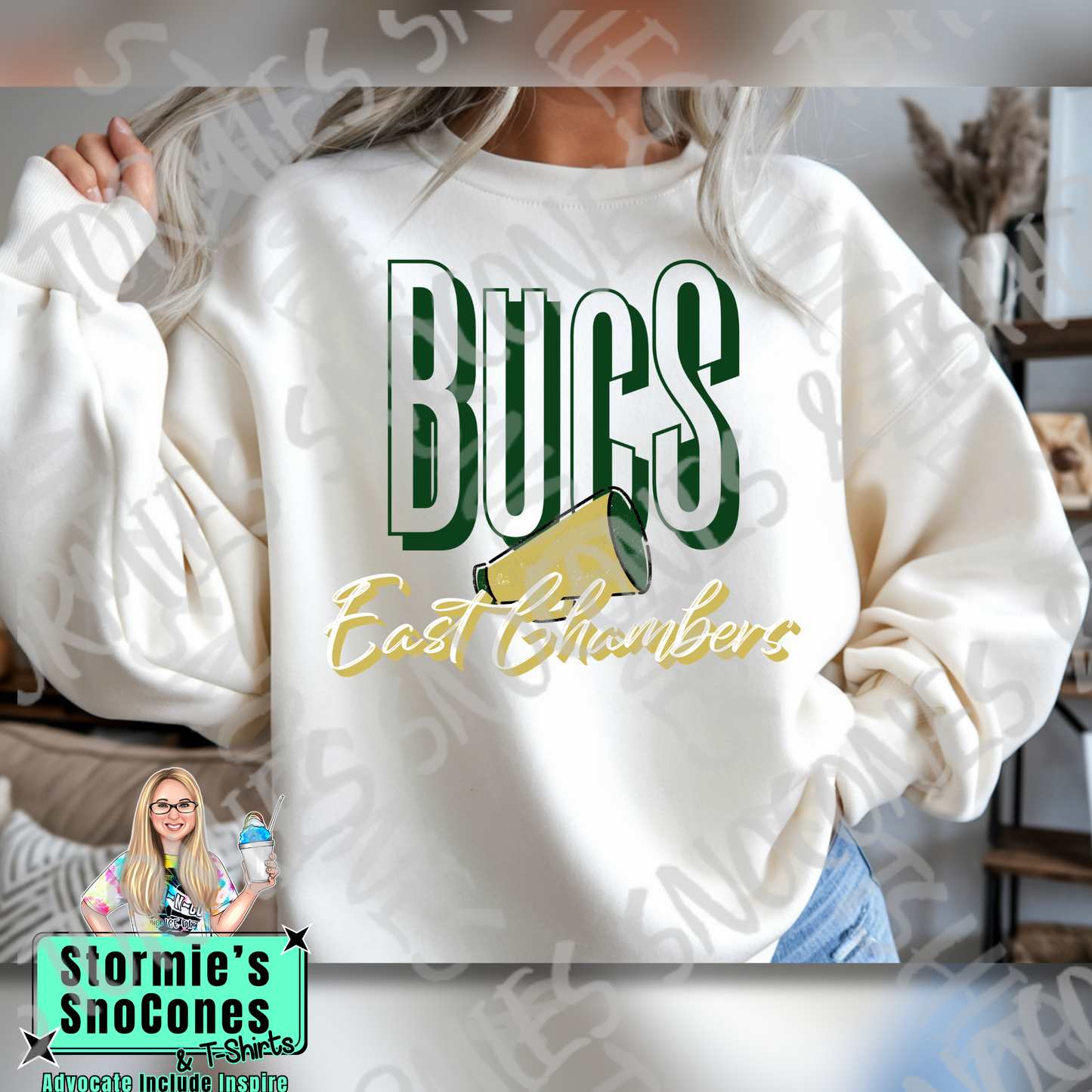 East Chambers Buccaneers Doodle Cheer Megphone Icon White TShirt or Sweatshirt