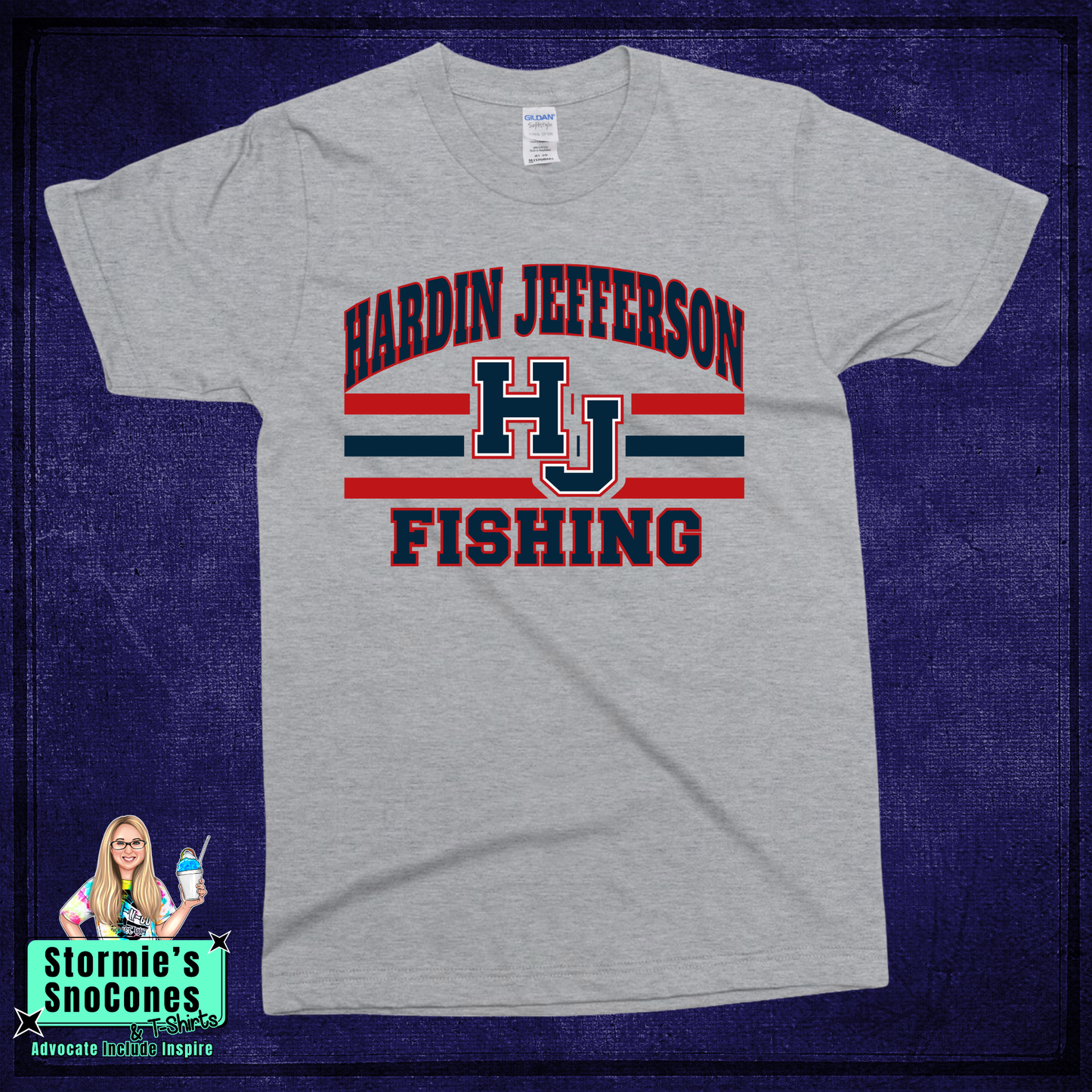 Fishing HJ Hawks Lines Sport Gray TShirt
