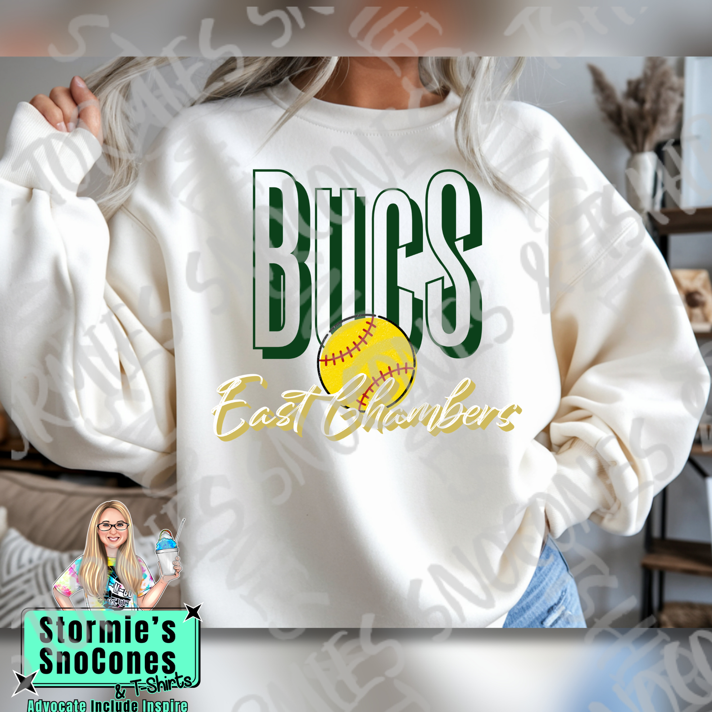 East Chambers Buccaneers Doodle Softball Icon White TShirt or Sweatshirt