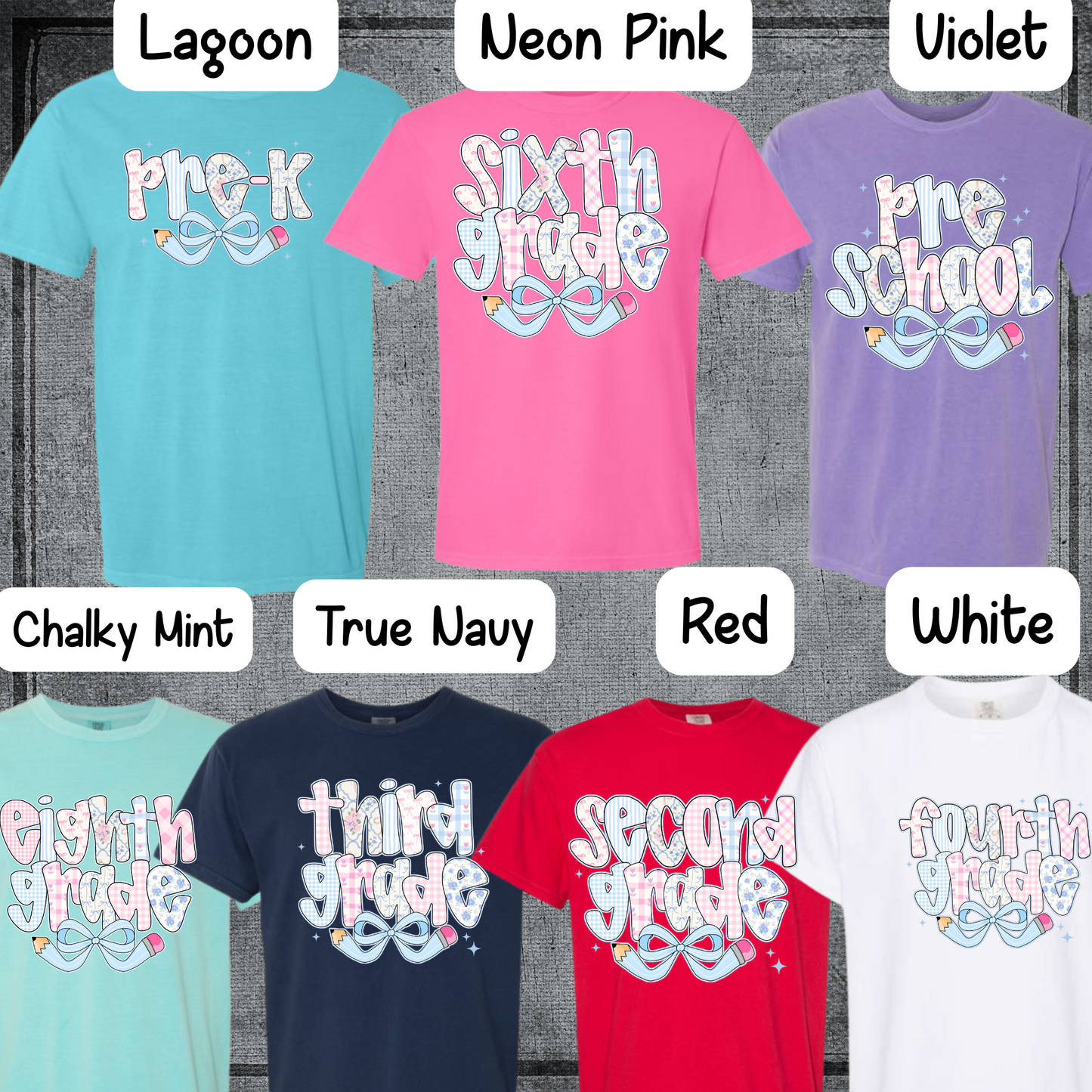 Preppy Back To School Coquette Pencil bow All Grades Comfort Colors Shirt