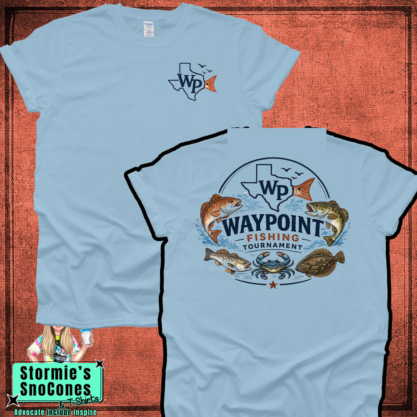 Waypoint Fishing Tournament Circle Light Blue Shirt