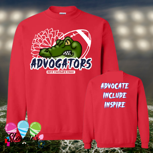Advogators Football & Cheer 2025 Red Sweatshirt & Hoodie & Long Sleeve Shirt