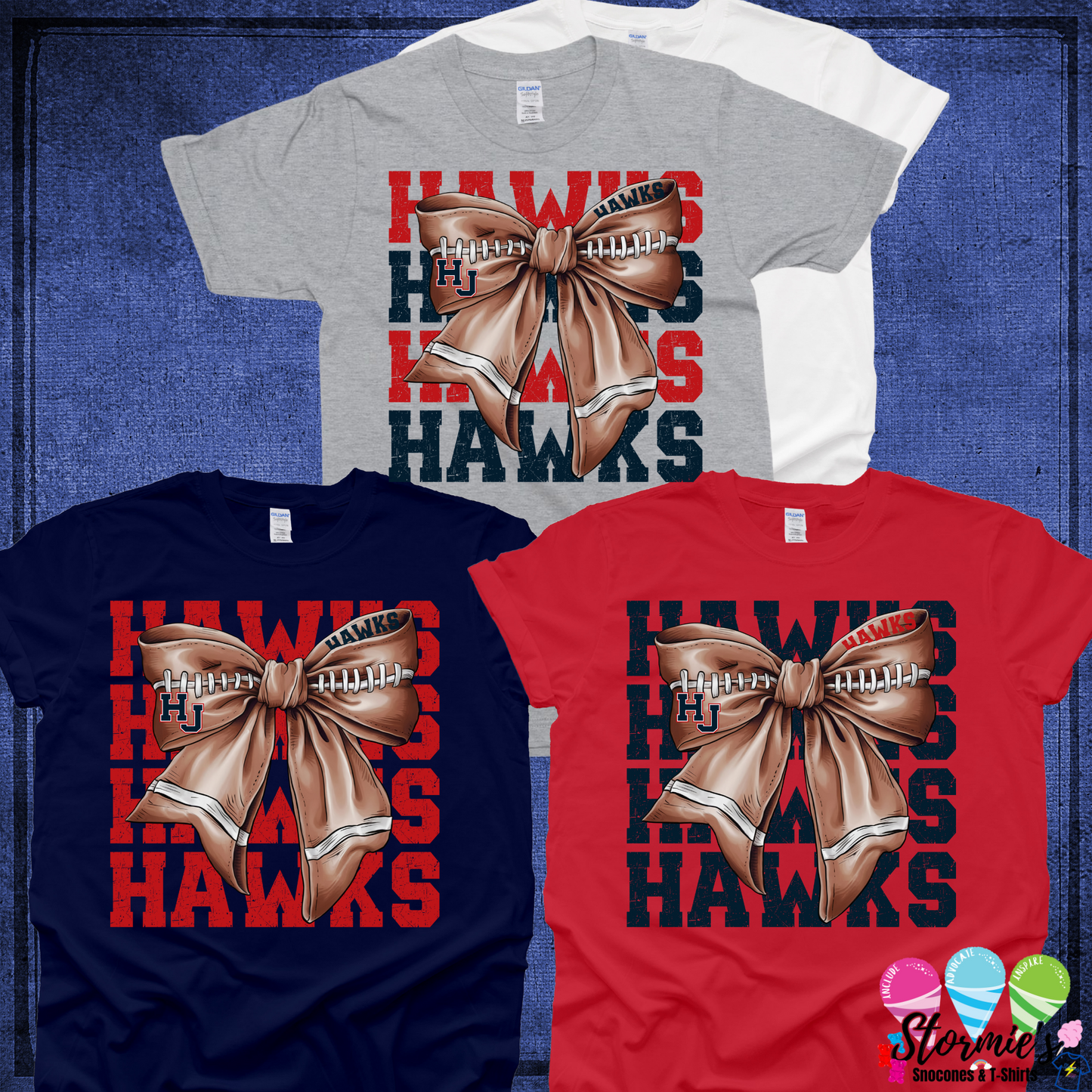 Hawks HJ Coquette Football Bow Shirt
