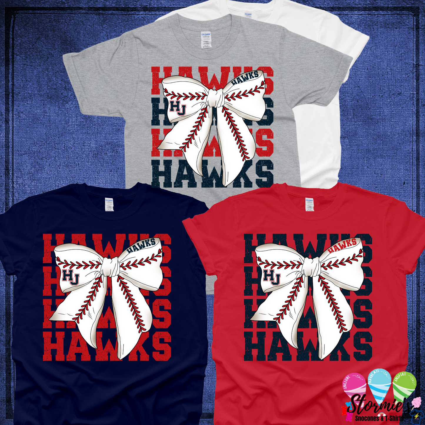 Hawks HJ Coquette Baseball Bow Shirt