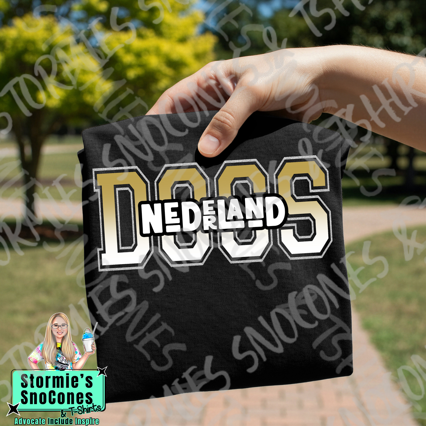 Nederland Bulldogs letter split retro stack Black Gildan Comfort Colors Bella Canvas Shirt