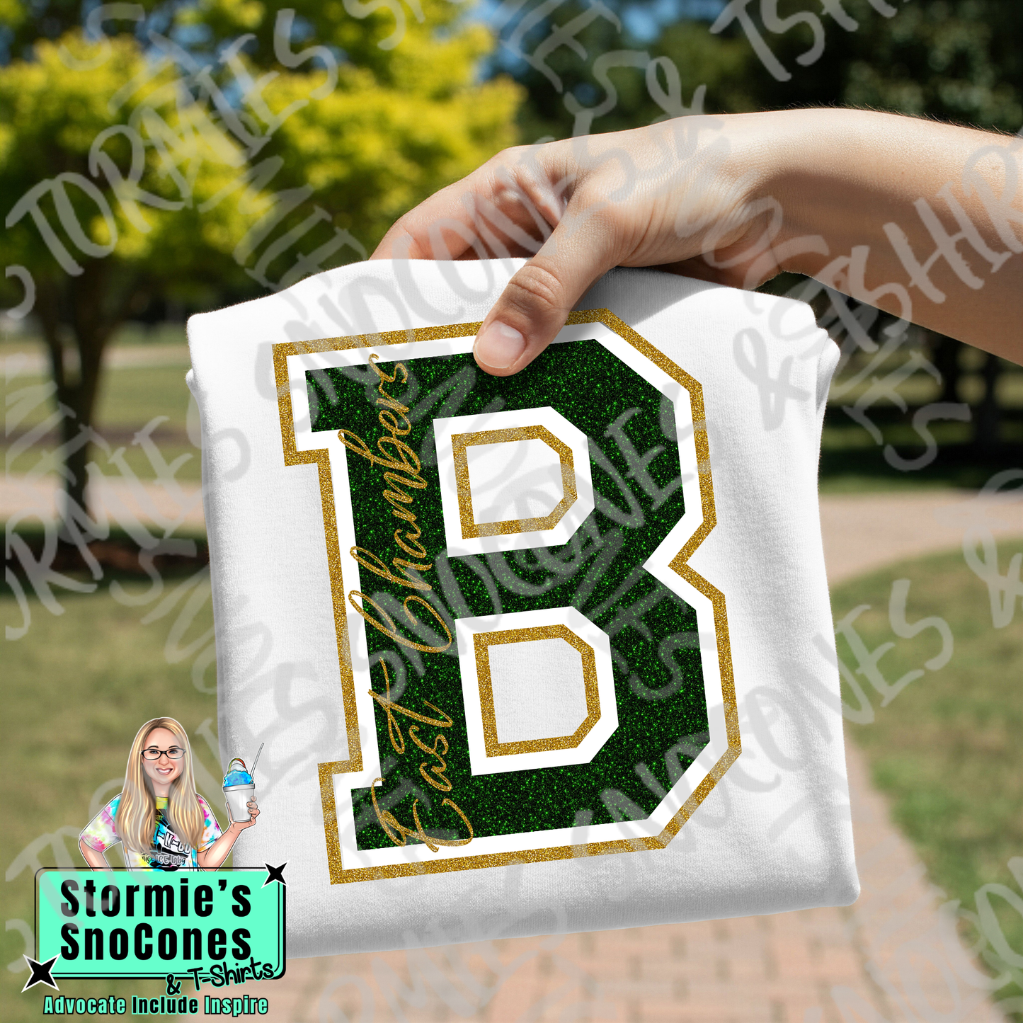 East Chambers Buccaneers Big B Faux Glitter White Gildan Comfort Colors Bella Canvas Shirt