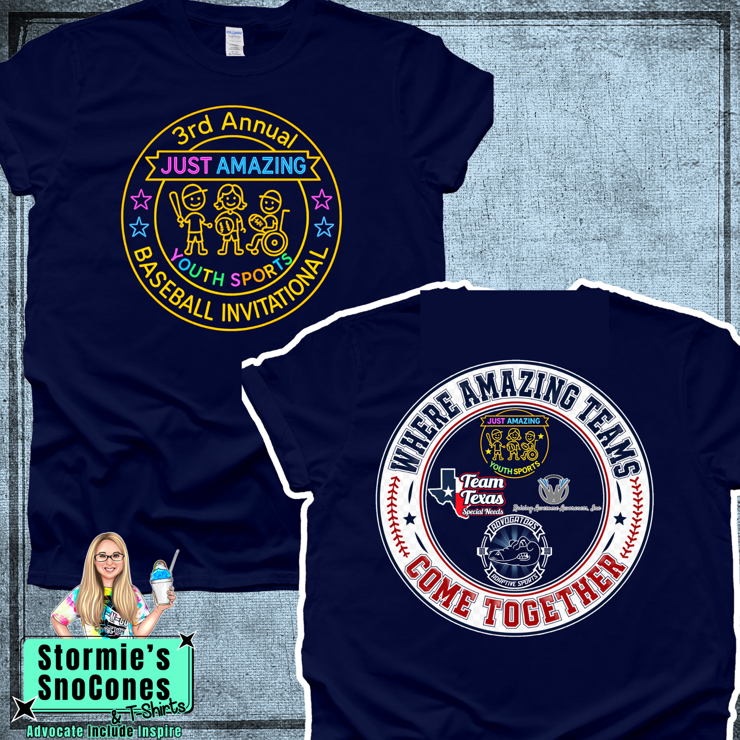 3rd Annual Just Amazing Youth Sports Invitational Baseball Navy Shirt