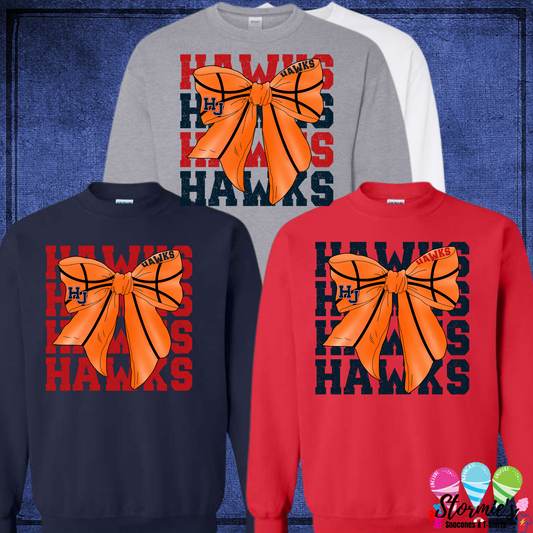 Hawks HJ Coquette Basketball Bow - Sweatshirt & Long Sleeve Shirt