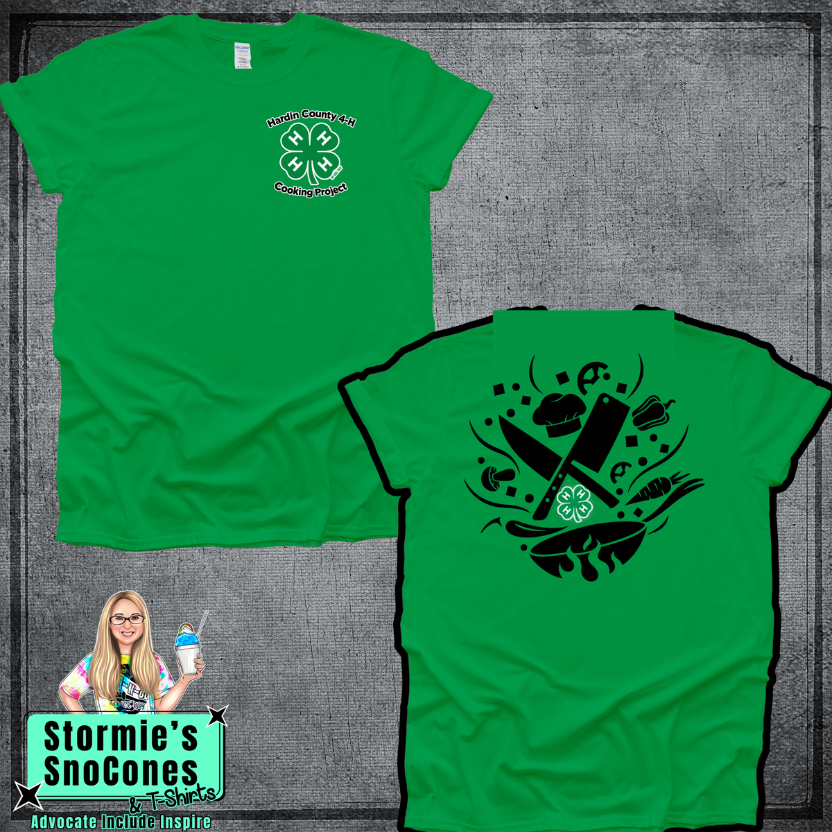 Hardin County 4-H Cooking Project Green Gildan Dryfit Comfort Colors Tultex Shirt