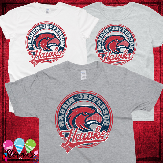 Hawks HJ Circle Distressed TShirt