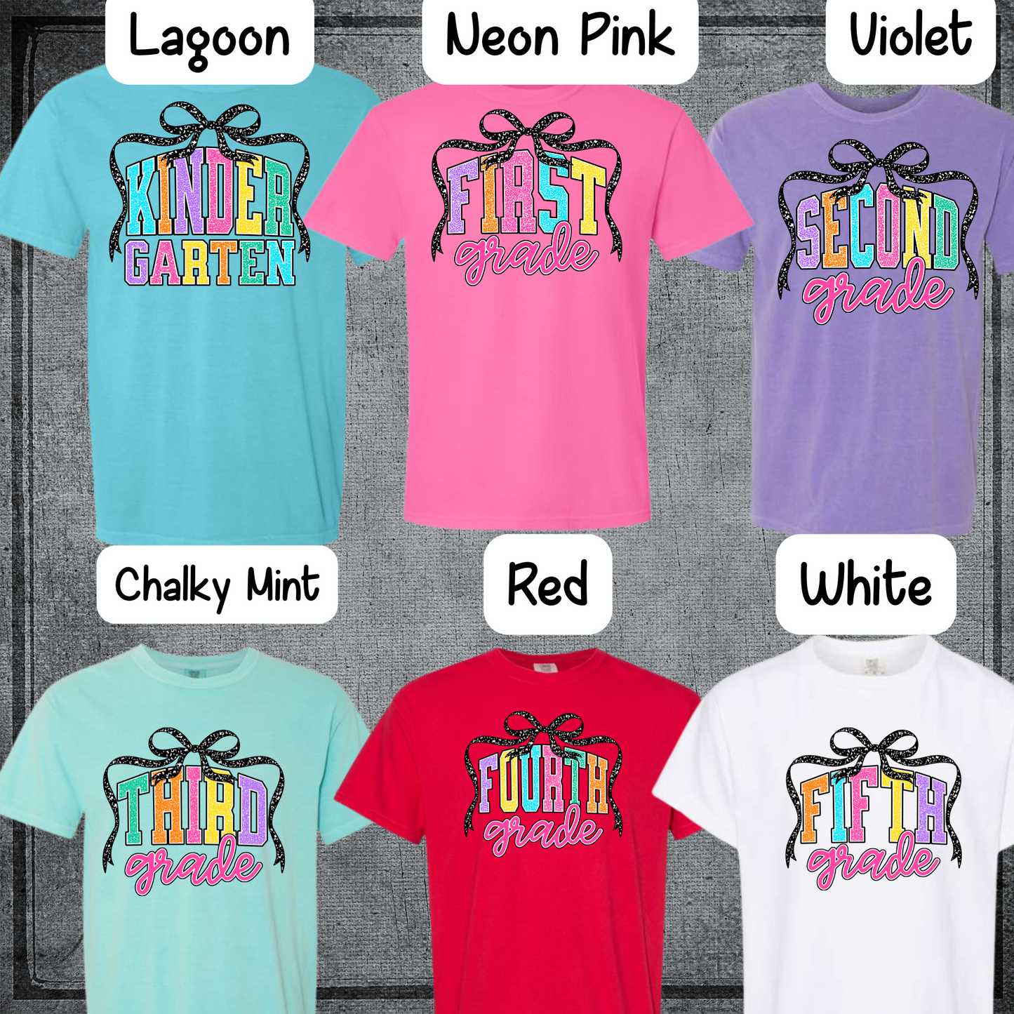 Preppy Back To School Coquette Varsity bow All Grades Comfort Colors Shirt