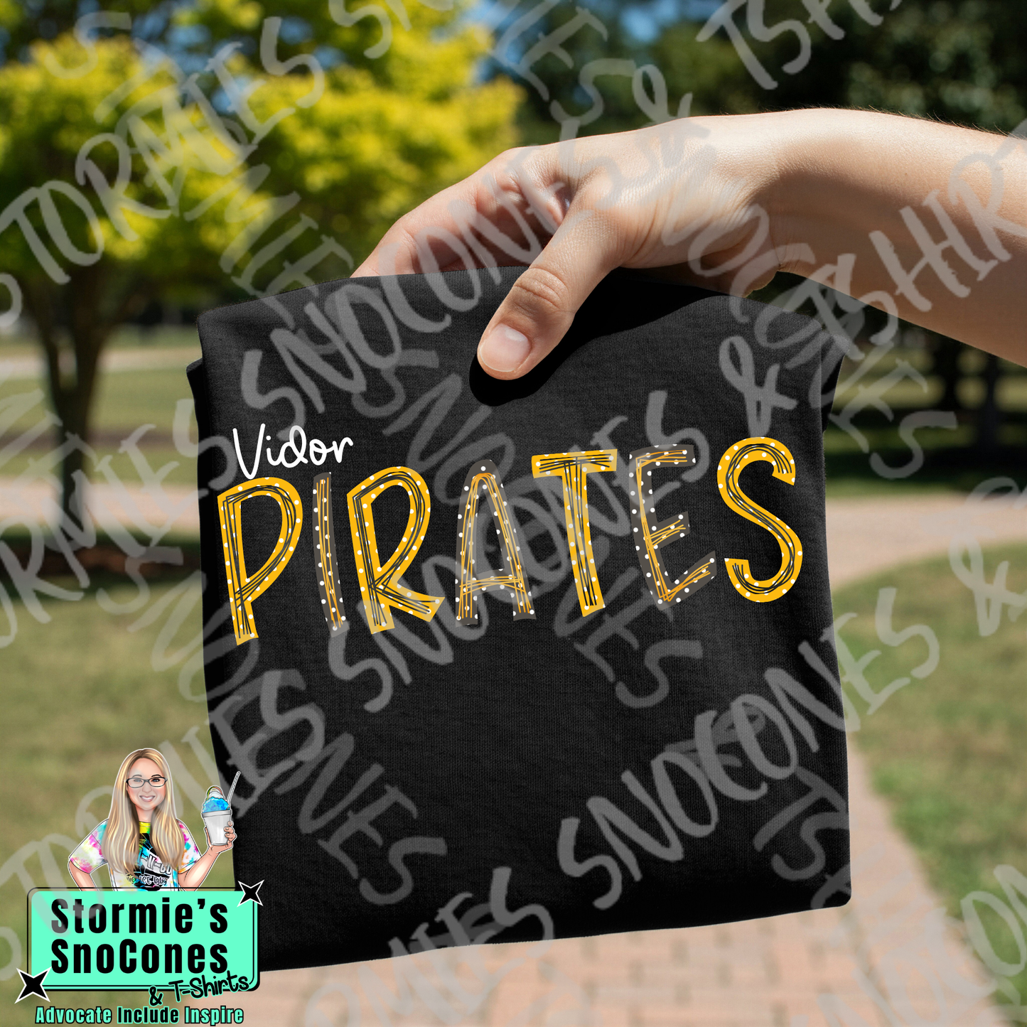 Vidor Pirates Polka Dot Doodle Black Gildan Comfort Colors Bella Canvas Shirt