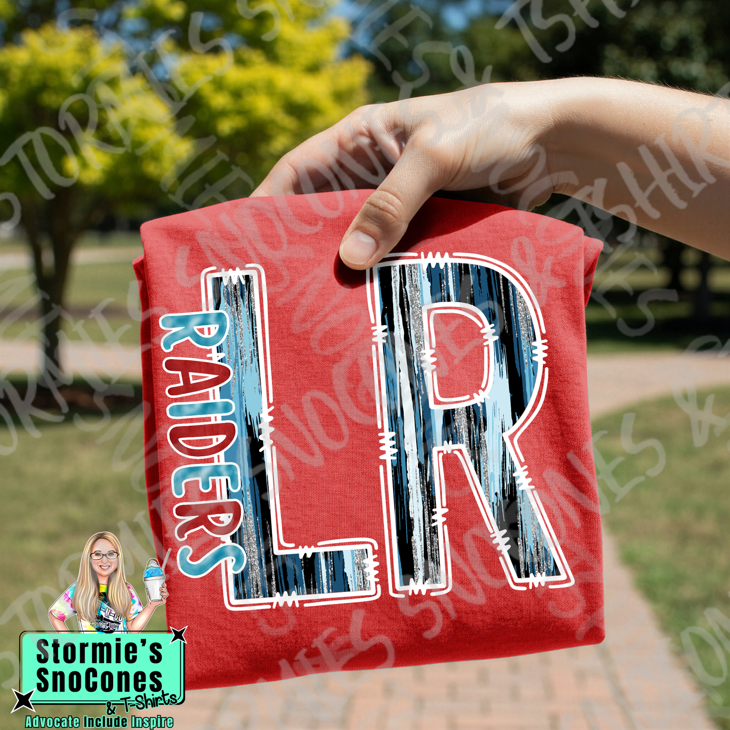 Lumberton Raiders Brushstroke Doodle Red Gildan Comfort Colors Bella Canvas Shirt