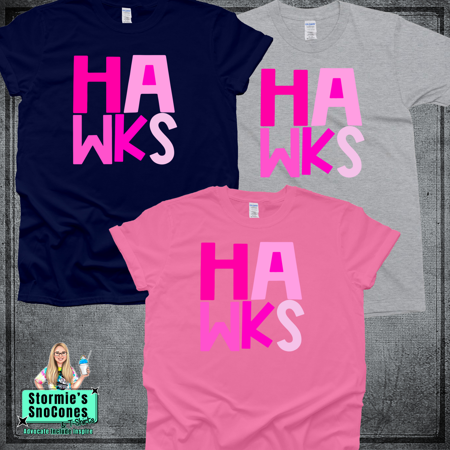 Hawks Big Stacked Pink Out Tshirt