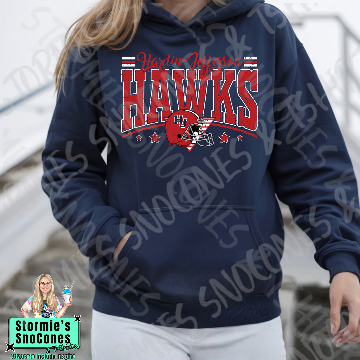Hawks HJ Football Stars Distressed Sweatshirt & Hoodie & Long Sleeve Shirt
