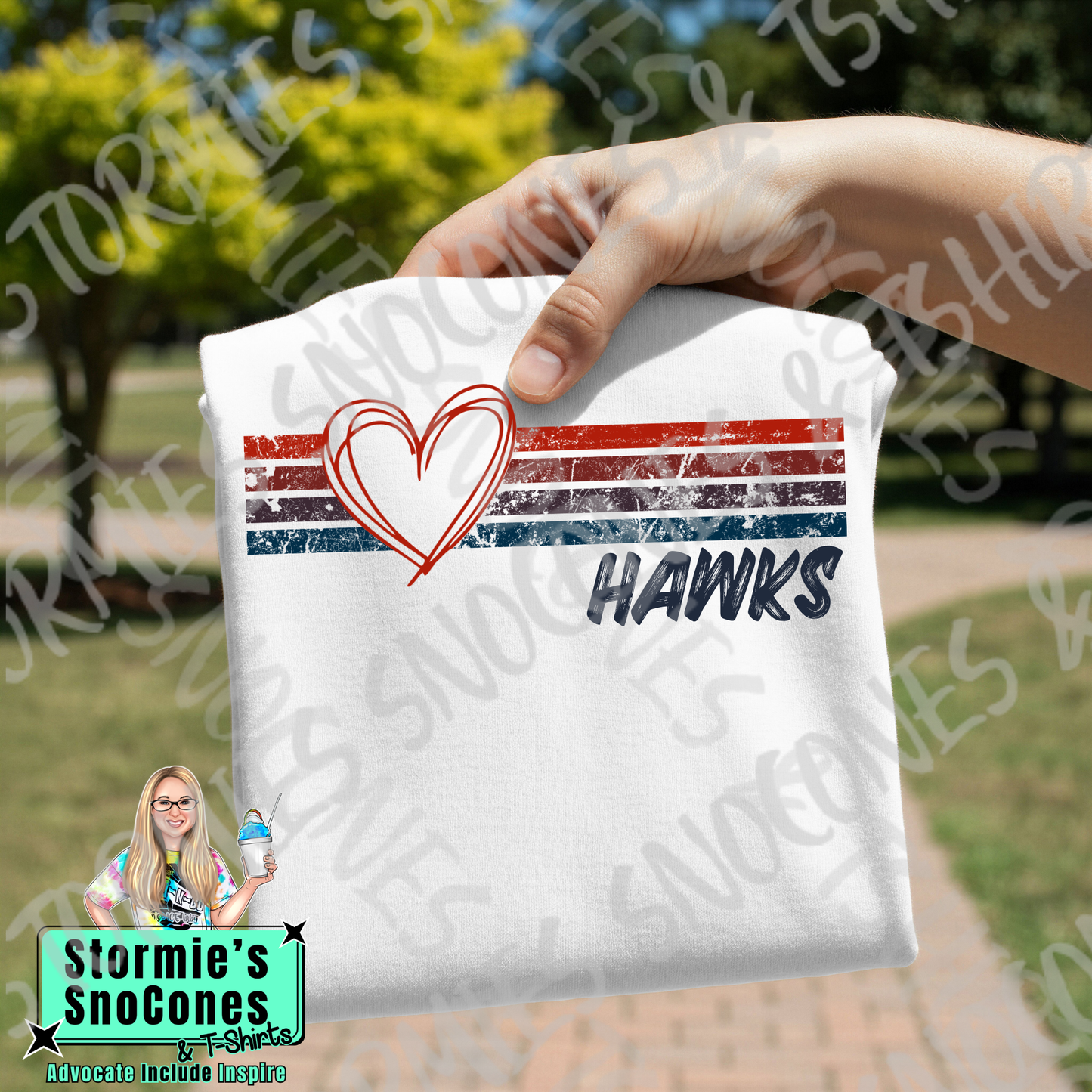 Hardin Jefferson Hawks Heart Lines White Gildan Comfort Colors Bella Canvas Shirt