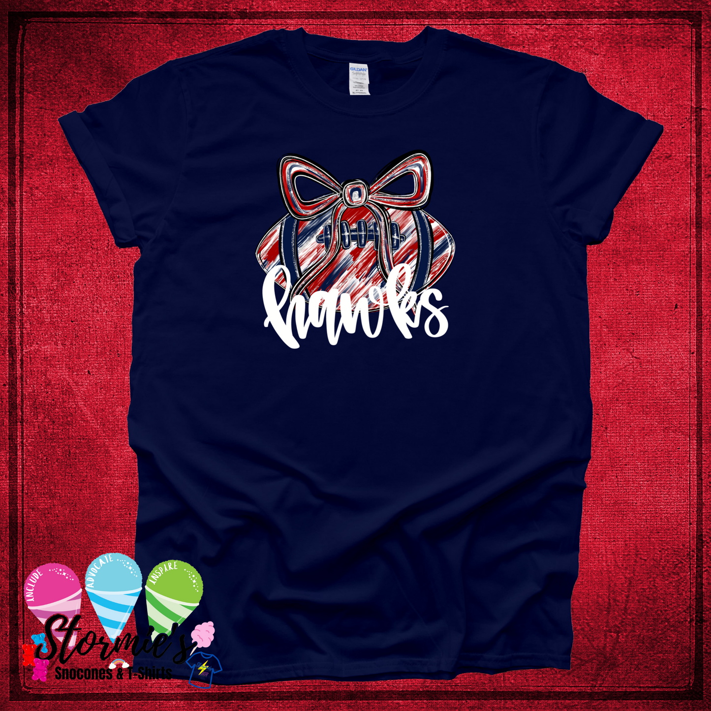 Hawks Football Streaks Doodle Navy TShirt