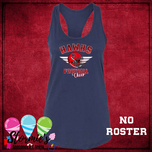 Hawks Football & Cheer 2025 Navy Bella Racer Back Tank Top