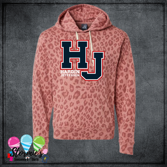 HJ Pink Cheetah Leopard Print Hoodie