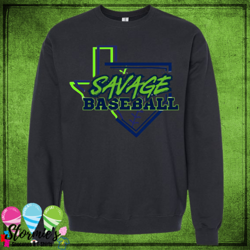 Savage Baseball 2025 - Gray Sweatshirt & Hoodie & Long Sleeve Shirt