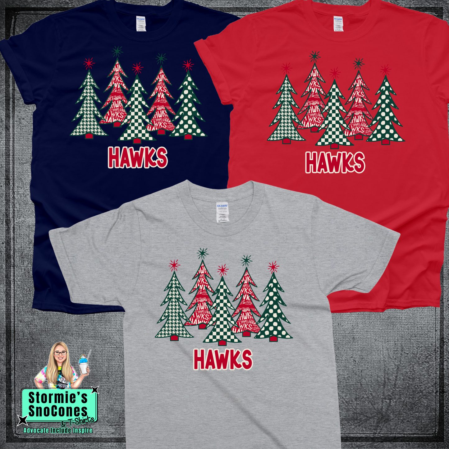 Hawks Christmas Trees Tshirt