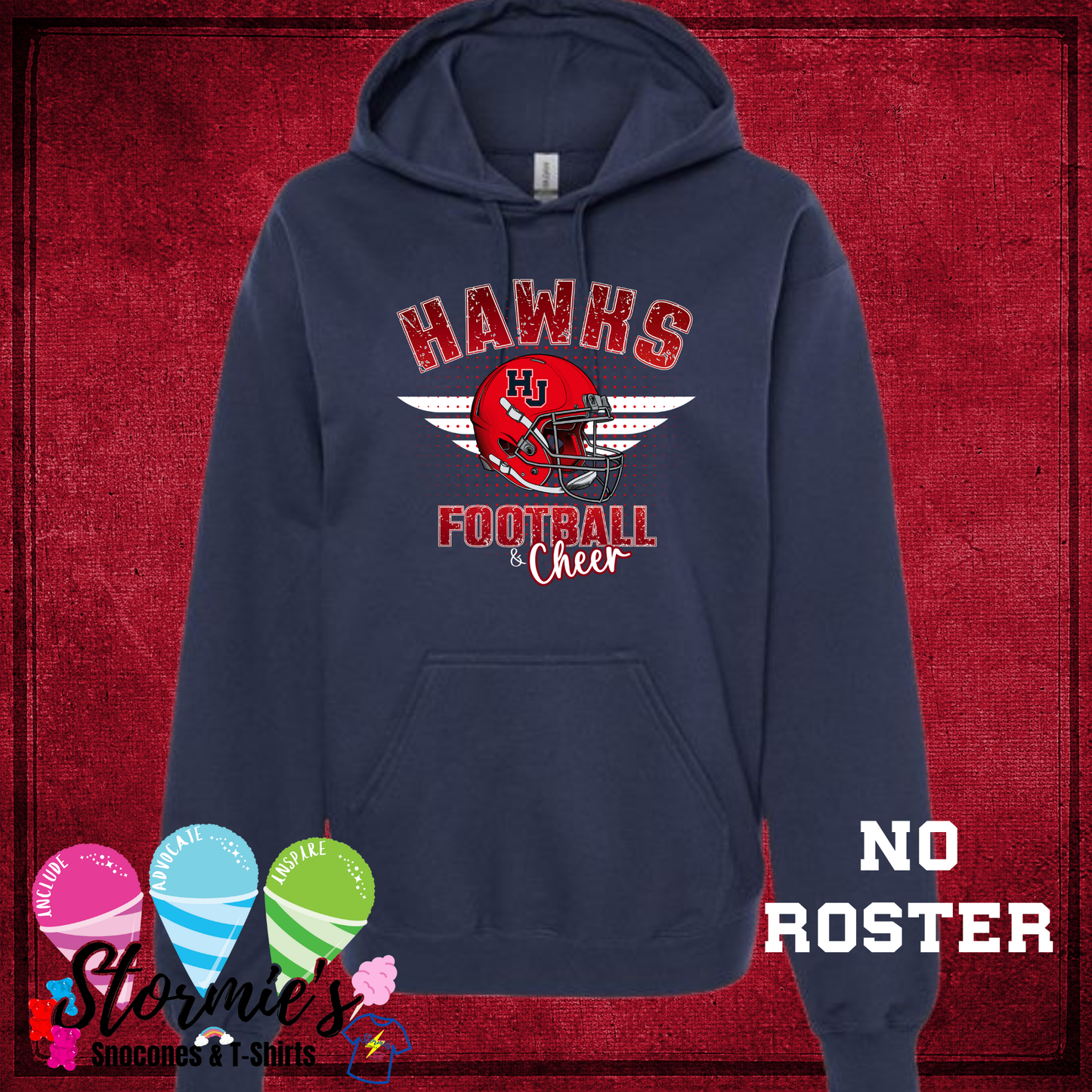 Hawks Football & Cheer 2025 Navy Sweatshirt & Hoodie & Long Sleeve Shirt