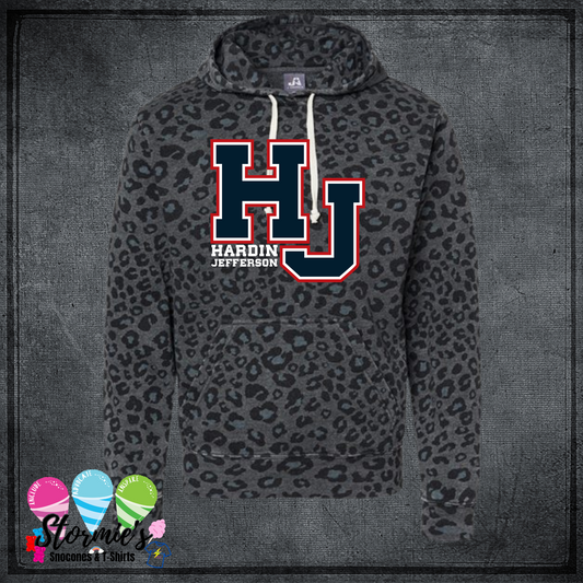 HJ Black Cheetah Leopard Print Hoodie