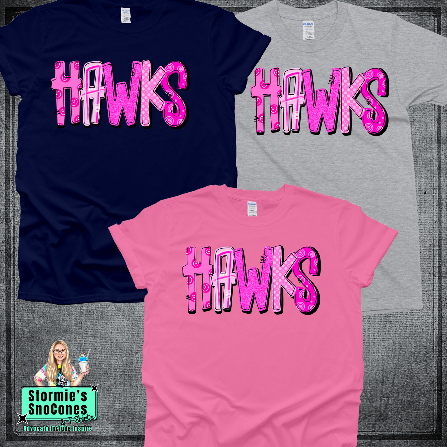 Hawks Doodle Dots Swirl Pink Out Tshir