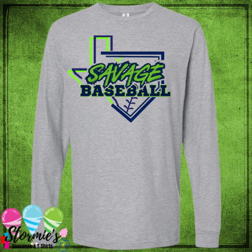 Savage Baseball 2025 - Gray Sweatshirt & Hoodie & Long Sleeve Shirt