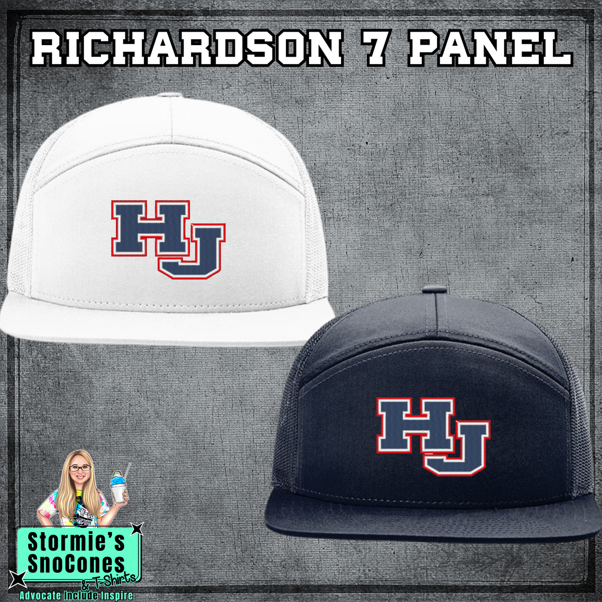 HJ 3 Color Richardson 7 Panel Embroidered Hat - PICK UP ONLY