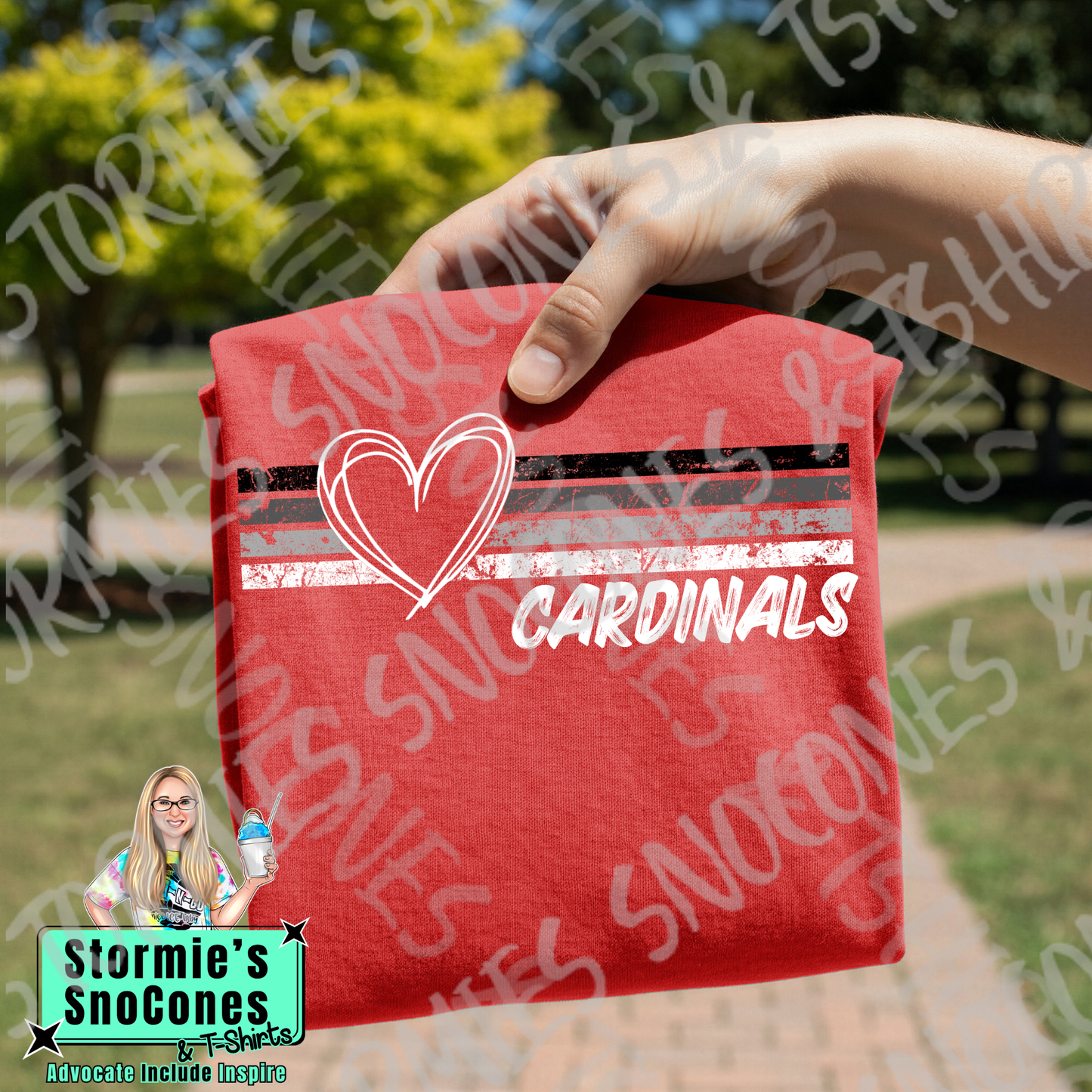 Cardinals Heart Lines Red Gildan Comfort Colors Bella Canvas Shirt