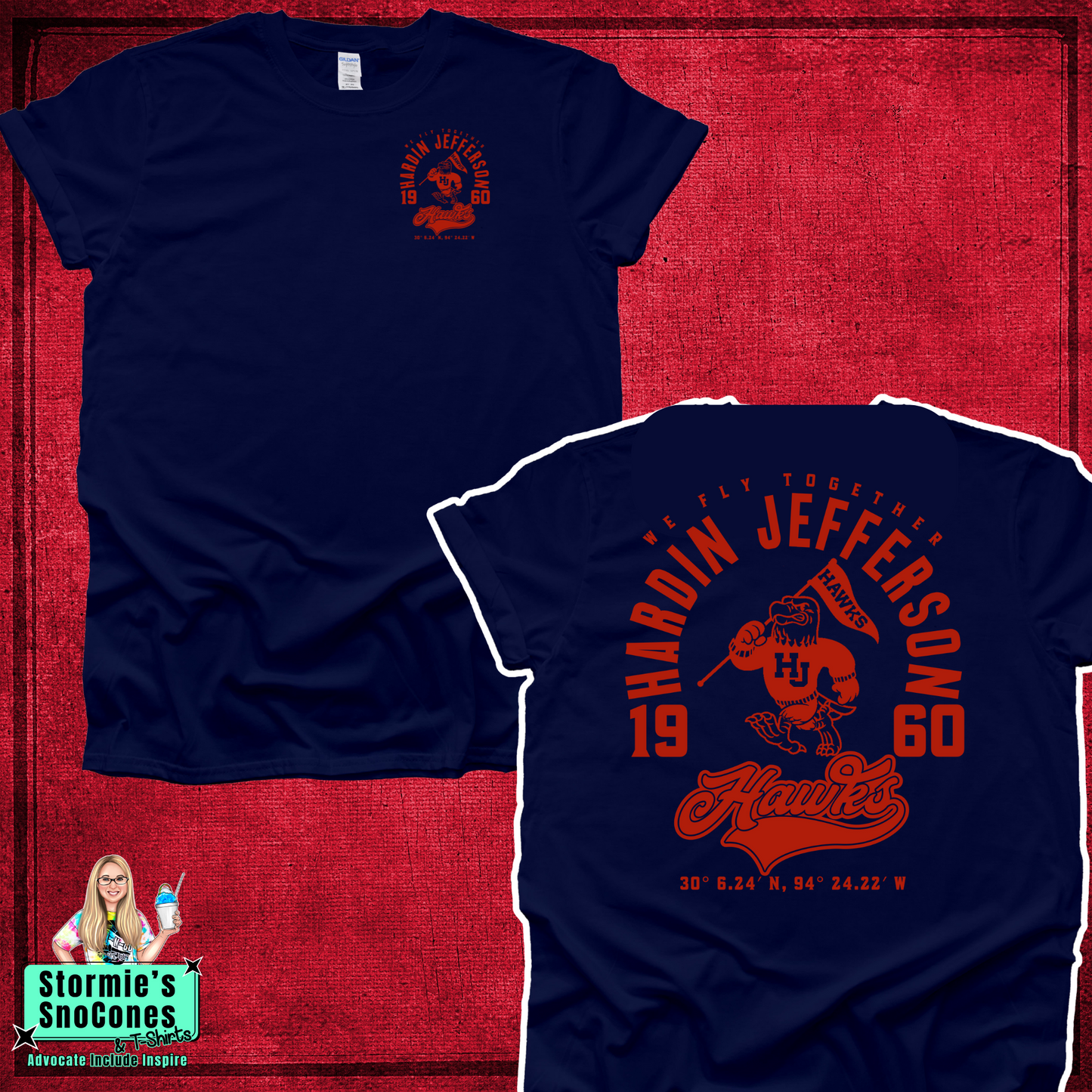 Hardin Jefferson Hawks Vintage Mascot Coordinates Tshirt