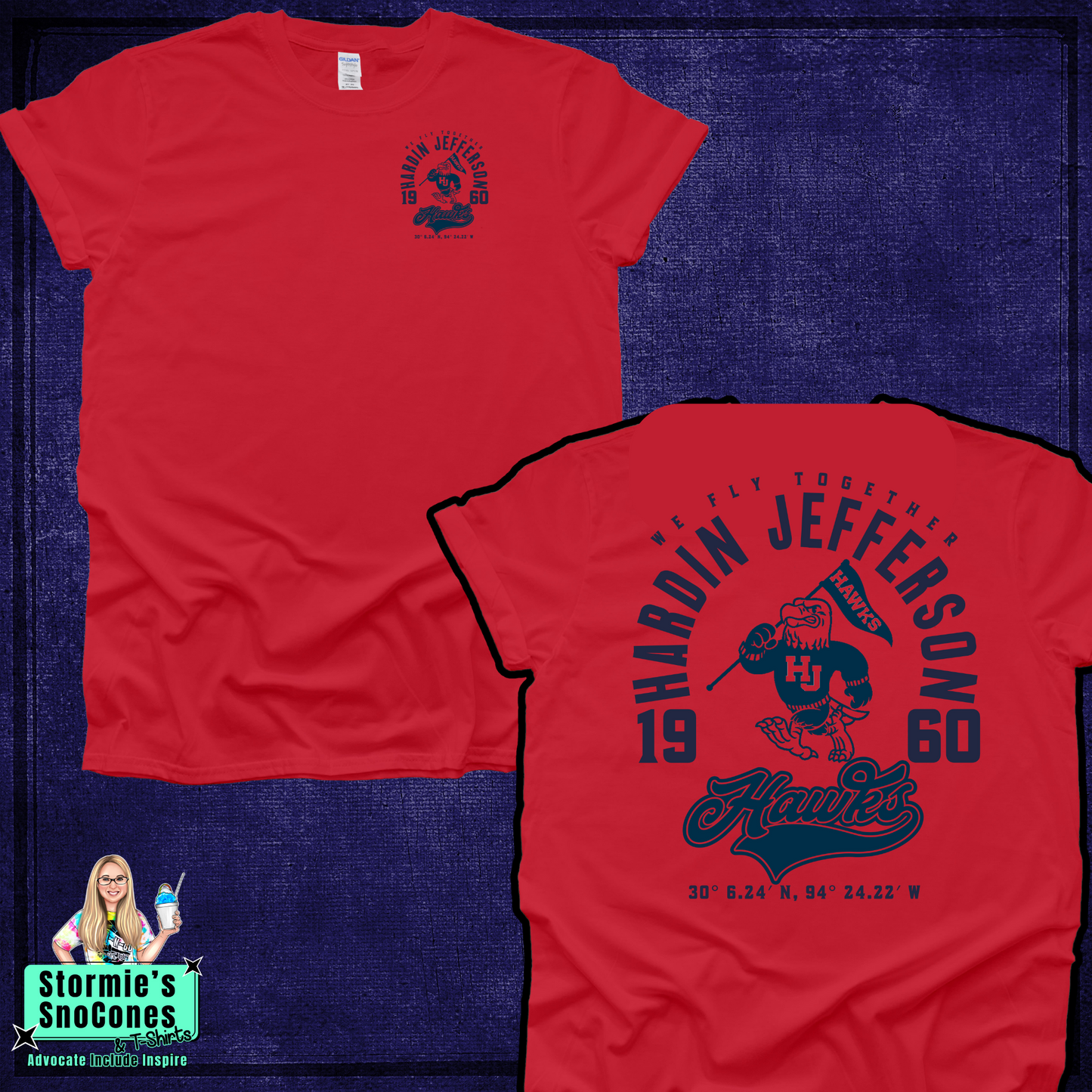 Hardin Jefferson Hawks Vintage Mascot Coordinates Tshirt