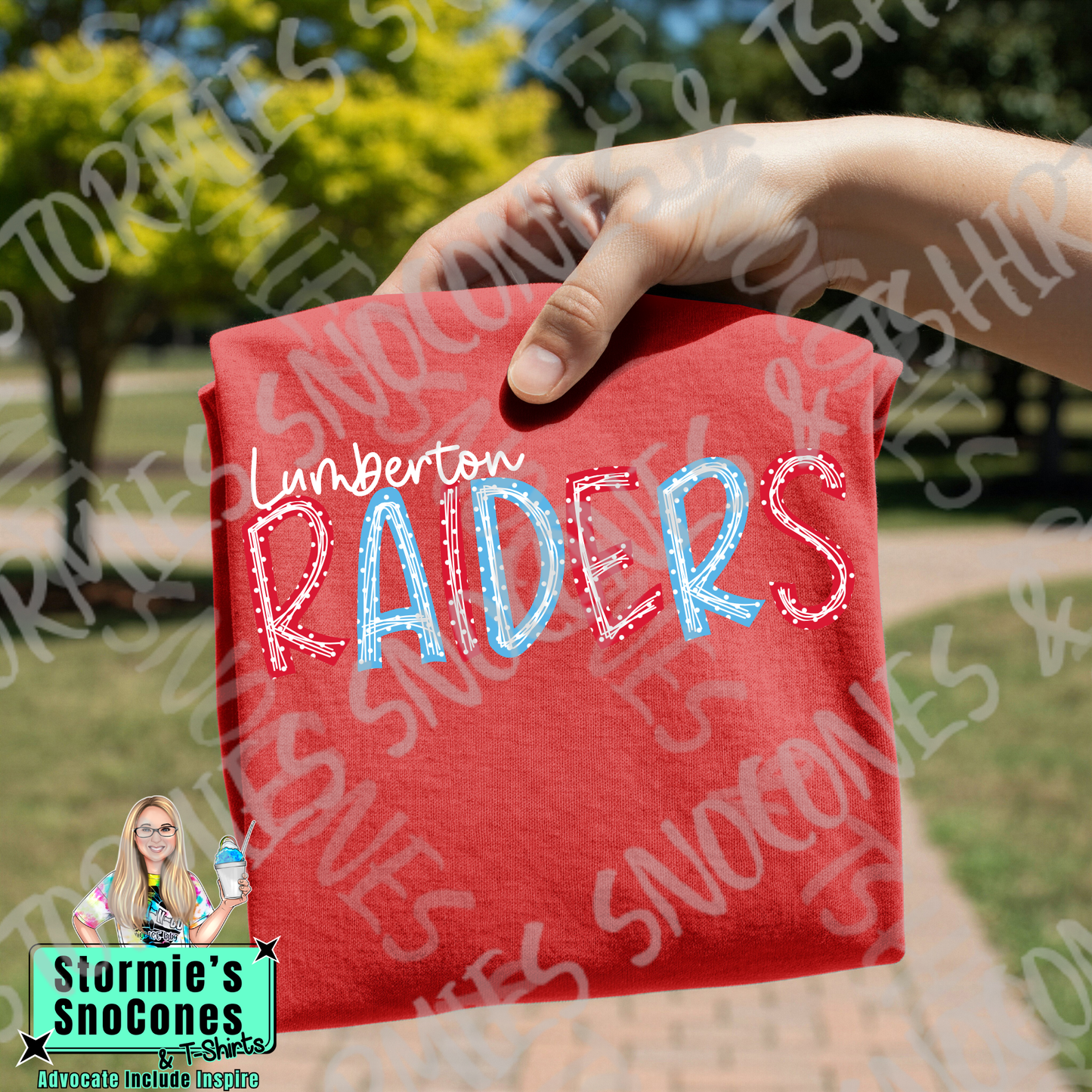 Lumberton Raiders Polka Dot Doodle Red Gildan Comfort Colors Bella Canvas Shirt