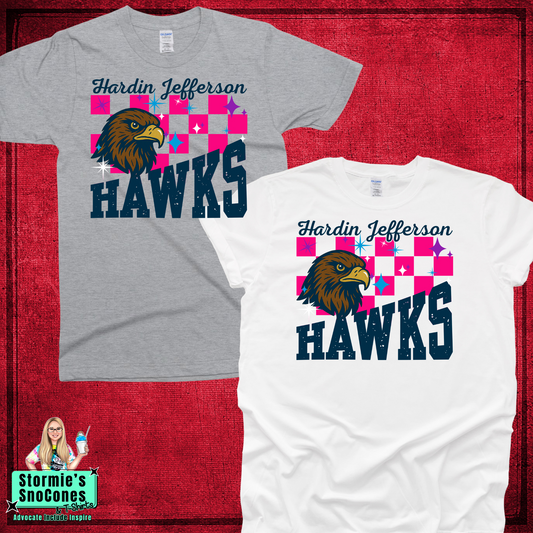 Hawks HJ Pink Checkered Tshirt