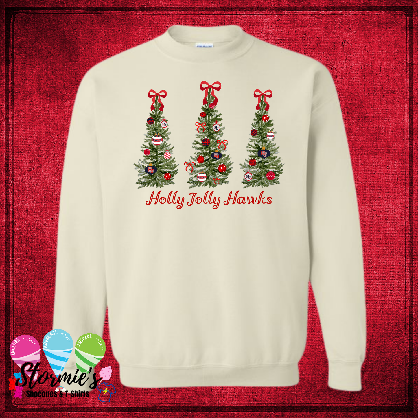 Holly Jolly Hawks Trees - Cream Shirt & Sweatshirt & Hoodie & Long Sleeve Shirt